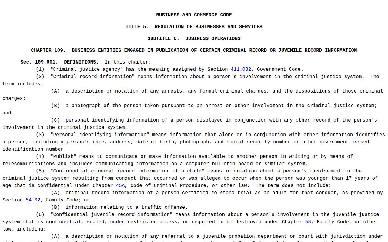 Texas law governing Denton County booking-photo publication information